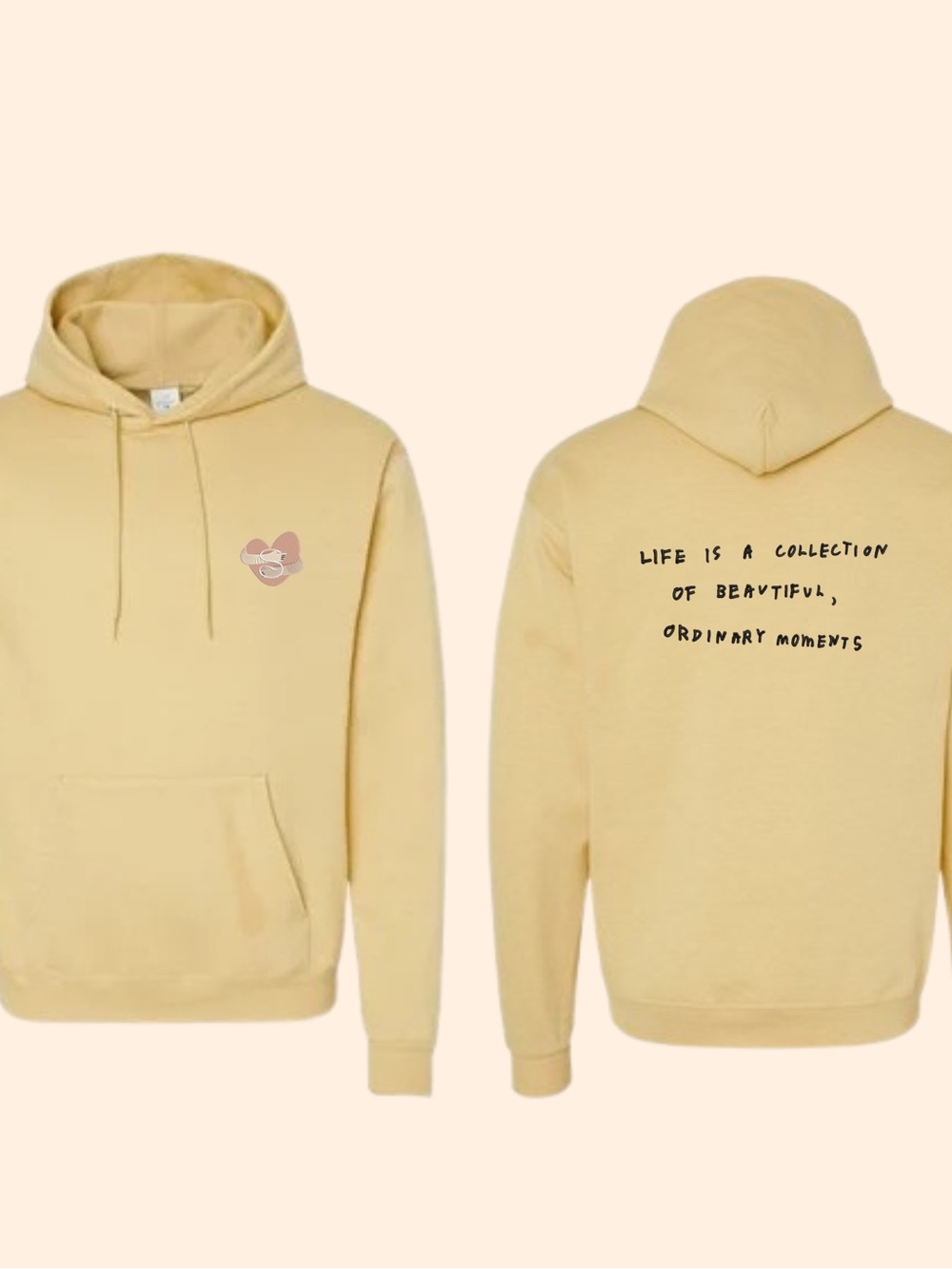 Yellow Graphic Pullover Hoodie - "Life Is A Collection"